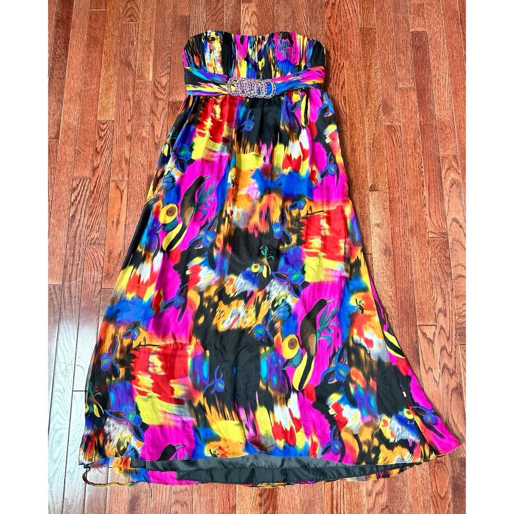 Alyce Designs Unique Pattern Vibrant Colorful Beaded Embellished Gown Dress - Picture 9 of 12